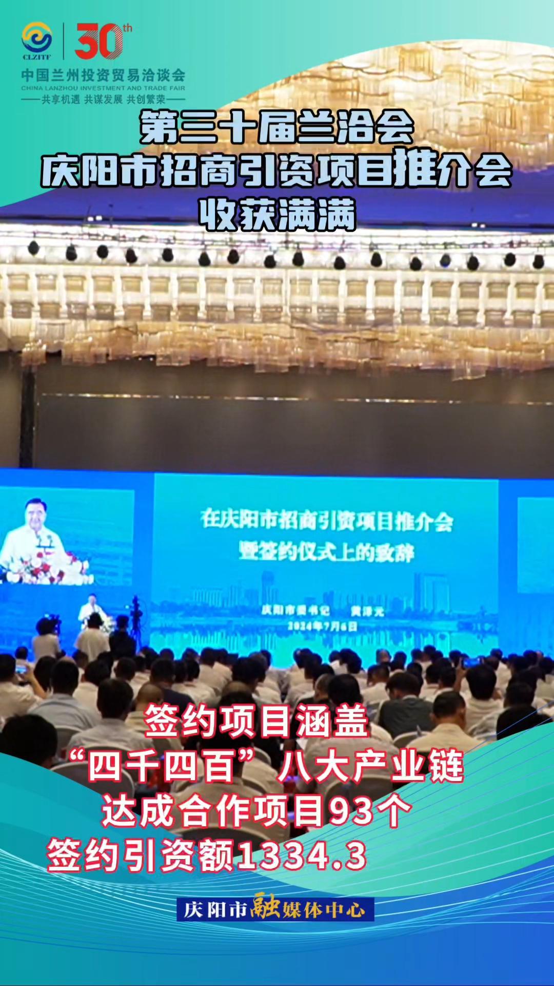 第三十屆蘭洽會(huì)慶陽(yáng)市招商引資項(xiàng)目推介會(huì)收獲滿滿！