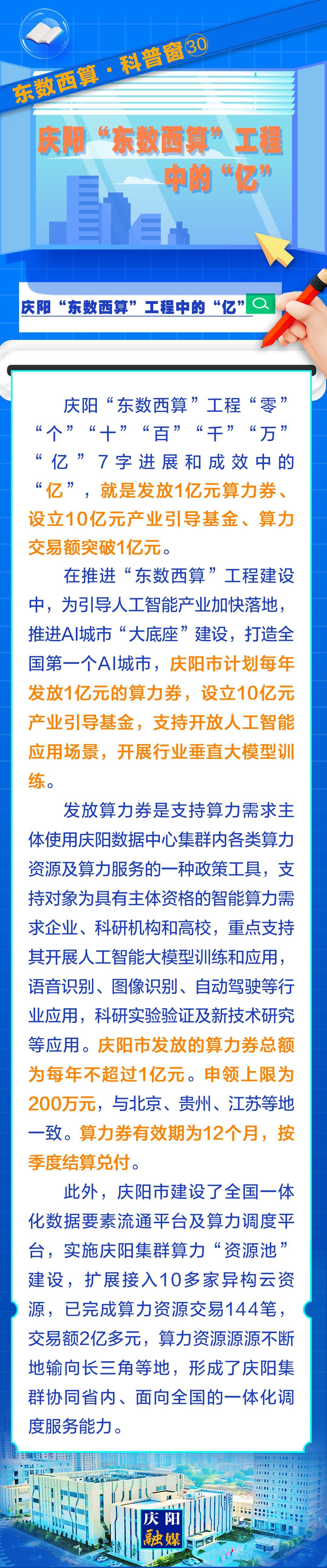 東數(shù)西算·科普窗(30)｜慶陽(yáng)“東數(shù)西算”工程中的“億”